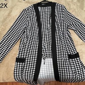 Houndstooth print Long cardigan and pant set